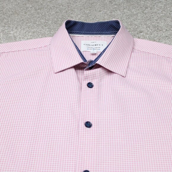 Construct Shirt Mens XL, 17-17 1/2, 34/35 Pink Slim Fit 4 Way Stretch Flip Cuff - Picture 5 of 13